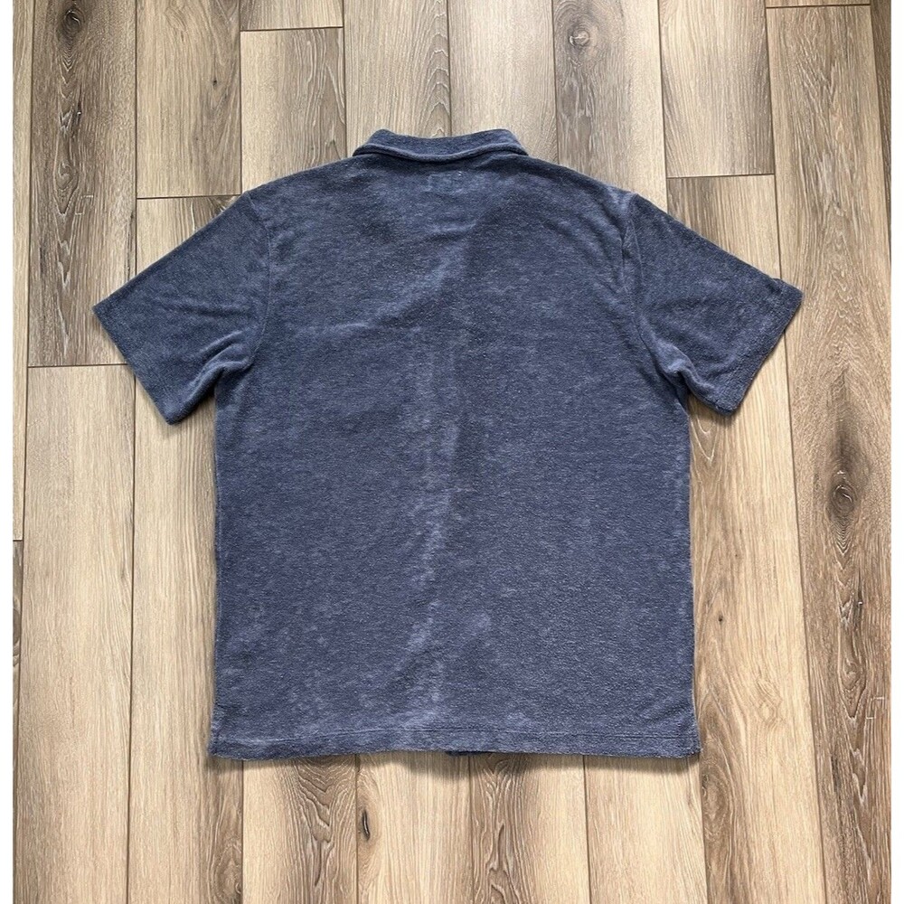 Marine Layer Towel Terry Resort Shirt Mens Sz M Indigo Blue Cabana Vacation - Picture 4 of 10